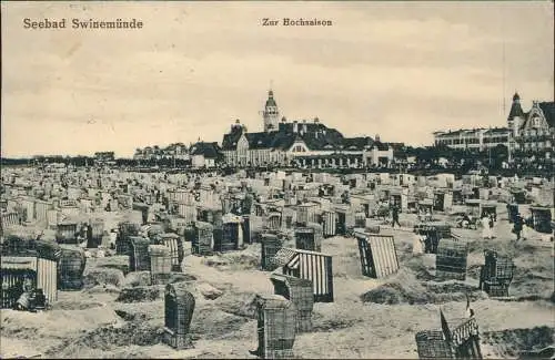 Swinemünde Świnoujście Zur Hochsaison Strand 1923  gel. 40 Mark Vorinfla