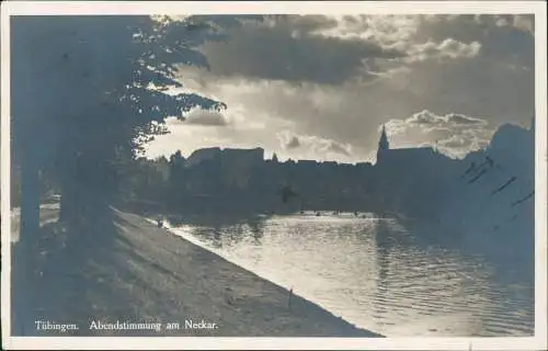 Ansichtskarte Tübingen Abendstimmung am Neckar - Fotokarte 1925