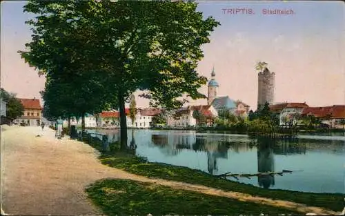 Ansichtskarte Triptis Partie am Stadtteich 1927