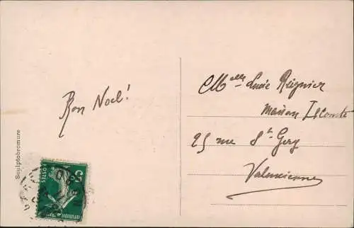 Künstlerkarte lebende Skulpturen Sculptobromure CORTEGE DE NOËL 1913