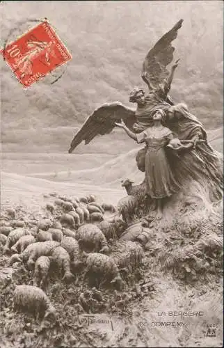 Ansichtskarte  Künstlerkarte lebende Skulpturen LA BERGERE DE DOMREMY 1914