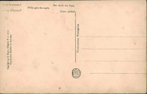 Künstlerkarte lebende Skulpturen A qui la pomme? Who gets the apple. 1912