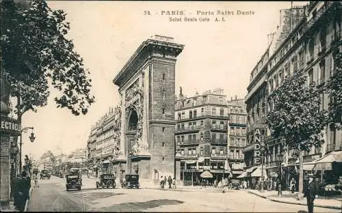 CPA Paris Porte Saint Denis - Straßenpartie 1918