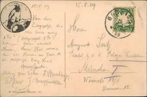 Ansichtskarte Grainau Zugspitze - PLATTFERNER vom Südgrad. 1909