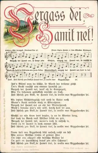 Liedkarten  Vergass dei hamit net! 1919 Erzgebirge, Anton Günther Gottesgab: