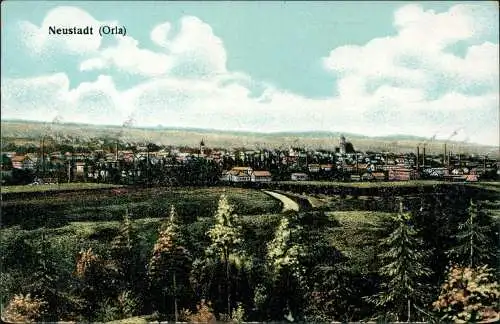 Ansichtskarte Neustadt (Orla) Stadt vom Wald, Schlote 1917