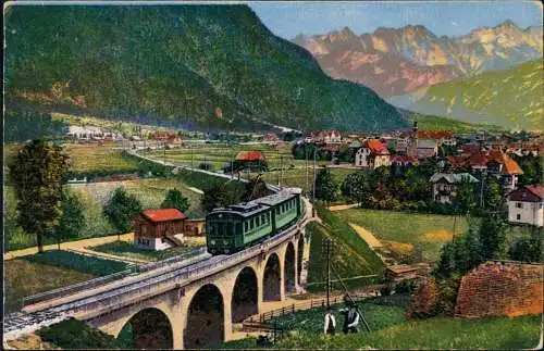 Ansichtskarte Mittenwald Partie an der neuen Bahn, 1915