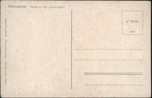 Ansichtskarte Mittenwald Partie an der neuen Bahn, 1915