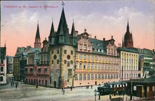 Innenstadt-Frankfurt am Main Saalhof m. Rententurm - Bahnstation 1915