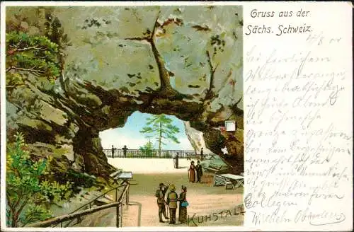 Kirnitzschtal-Sebnitz Kuhstall Sächsische Schweiz Künstlerkarte 1900
