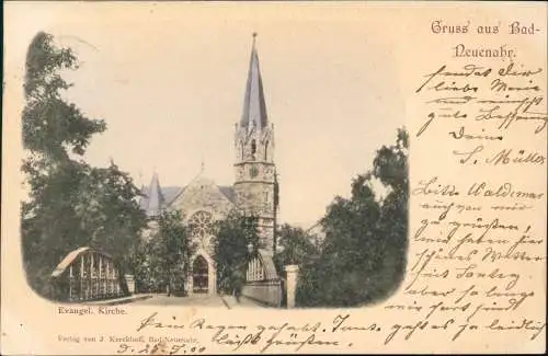 Ansichtskarte Bad Neuenahr-Ahrweiler Evangel. Kirche, Brücke 1900