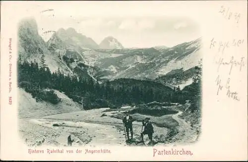 Garmisch-Partenkirchen Angererhütte 1898  Stempel Posthilfstelle Vordergraseck