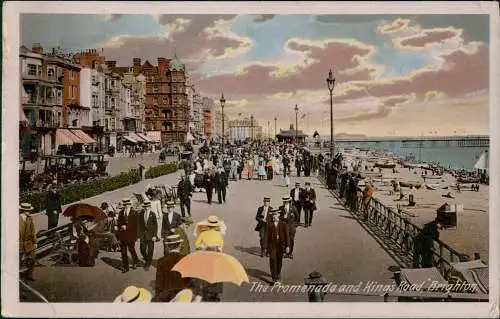 Postcard Brighton Promenade, belebt - Color 1930