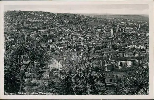 Ansichtskarte Stuttgart Blick d. Alten Weinsteige 1941  gel. Feldpoststempel WK2