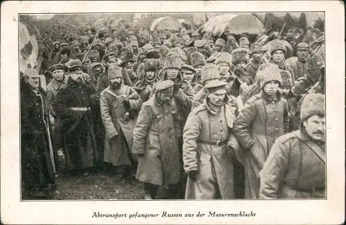 Russen aus der Masurenschlacht Ostpreußen 1916  gel. Bahnpoststempel