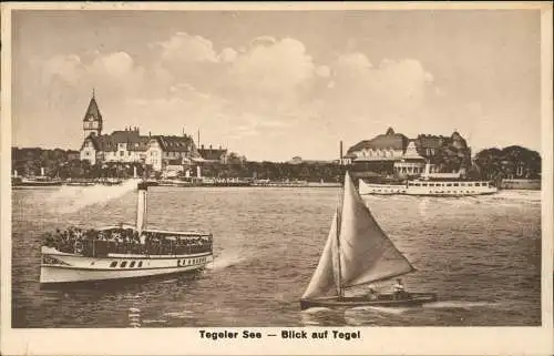 Ansichtskarte Tegel-Berlin Tegeler See Strandschloß Dampfer 1937