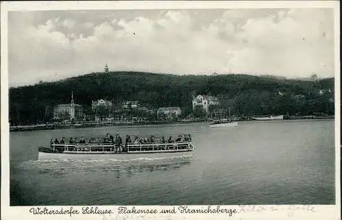 Woltersdorf Woltersdorfer Schleuse. Flakensee und Kranichsberge. Schiff 1936