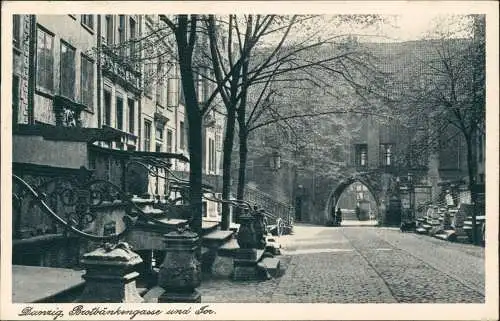 Postcard Danzig Gdańsk Brotbänkengasse 1937  gel. Stempel Danzig