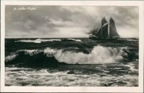 Ansichtskarte Büsum Segelboot in voller Fahrt 1928