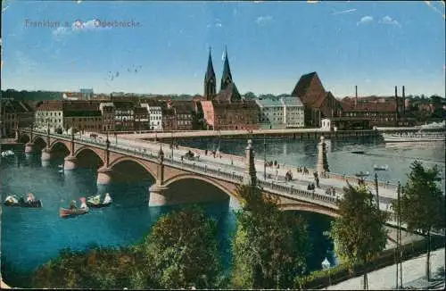 Ansichtskarte Frankfurt (Oder) Stadt und Oderbrücke 1916