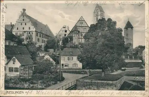 Ansichtskarte Riedlingen Straßenpartie und Stadt 1915