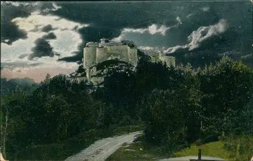 Ansichtskarte Neuffen Burg Hohenneuffen bei Mondschein 1918