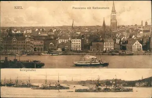 Ansichtskarte Kiel 2 Bild: Stadt u. Kriegshafen 1915