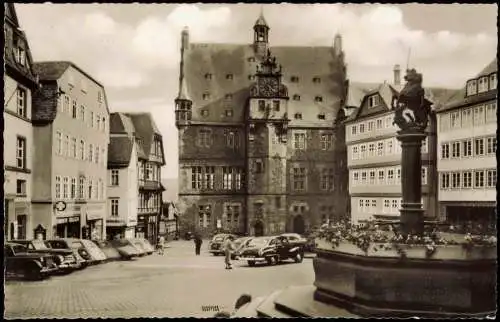 Ansichtskarte Marburg an der Lahn Marktplatz mit Rathaus 1965