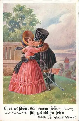 Ansichtskarte  Schiller, Jungfrau v. Orleans. Jung auf Alt Künstlerkarte 1913