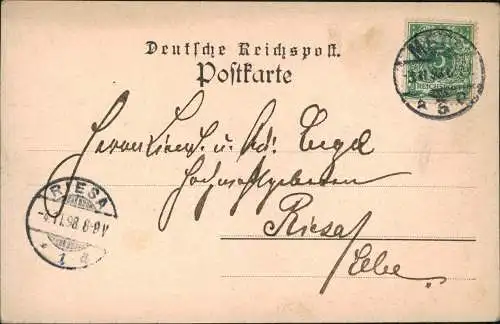 CPA Metz Nymphe auf Esplanade 1898  Ankunftsstempel Riesa