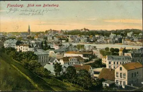 Ansichtskarte Flensburg Blick vom Ballastberg. 1909