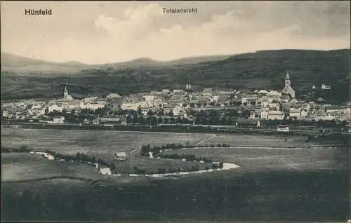 Ansichtskarte Hünfeld Blick auf Bahnhof und Stadt 1914