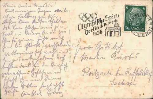 Postcard Kolberg Kołobrzeg Brandung Waldenfels - Pommern 1936