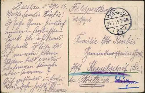 Postcard Breslau Wrocław Kreuzkirche und Dom. 1915