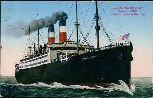 Schiffe Dampfer Steamer GEORGE WASHINGTON 1923   Inflafrankatur 2 Mio auf 200 M