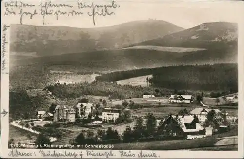 Brückenberg-Krummhübel Karpacz Górny Karpacz Stadt mit Schneekoppe 1933