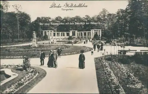 Tiergarten-Berlin Der neue Rosengarten mit dem Standbild der Kaiserin 1937