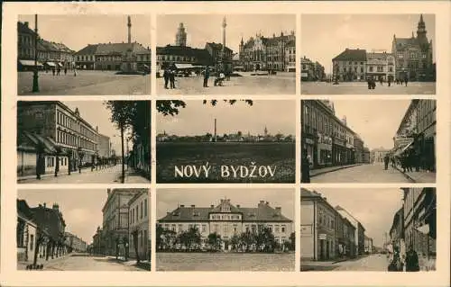 Postcard Neubidschow Nový Bydžov MB: Straßen, Markt, Fabrik 1934
