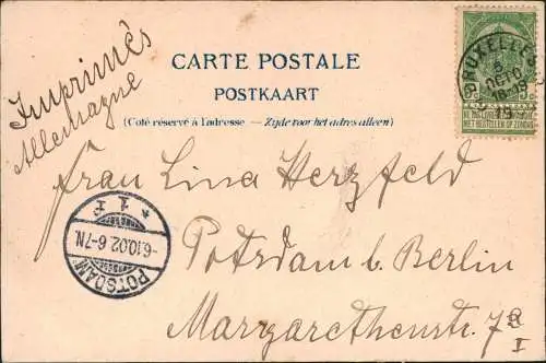 Postkaart Brüssel Bruxelles Rue de la Régence et Palais de Justice. 1902