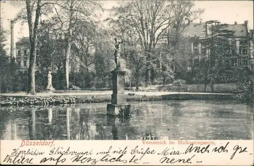 Ansichtskarte Düsseldorf Venusteich im Malkastengarten. 1912