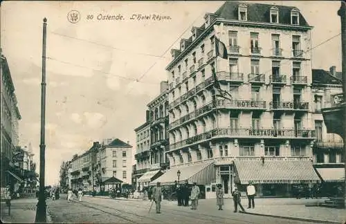 Postkaart Ostende Oostende Straßenpartie. Hotel Régina. 1915