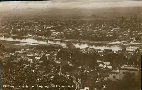 Ansichtskarte Dresden Blick vom Luisenhof auf Burgberg und Elbpanorama 1928