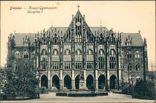 Ansichtskarte Dresden Kreuz-Gymnasium Georgplatz 6 1918