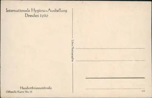 Ansichtskarte Dresden Hygiene Ausstellung Hundertbrunnenstraße 1928