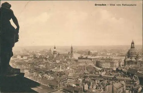 Ansichtskarte Dresden Blick vom Rathausturm 1930/1913