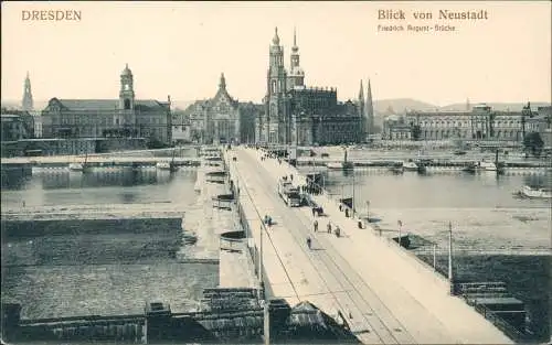 Ansichtskarte Innere Altstadt-Dresden Friedrich August - Brücke 1909