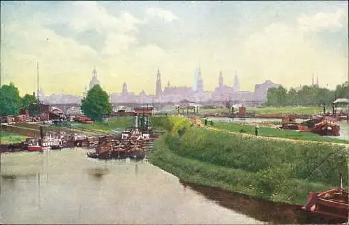 Ansichtskarte Äußere Neustadt-Dresden Wirklichkeitsbild Winterhafen 1913