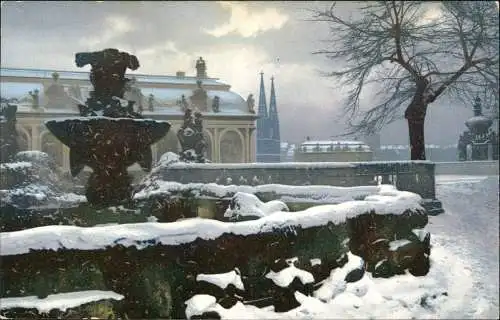 Innere Altstadt-Dresden Dresdner Zwinger Winter Stimmungsbild 1912