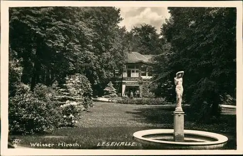 Ansichtskarte Weißer Hirsch-Dresden Lesehalle, Brunnen 1930