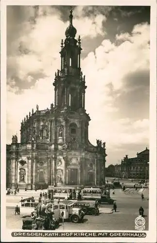 Innere Altstadt-Dresden Hofkirche mit Bussen 1930 Walter Hahn:7561